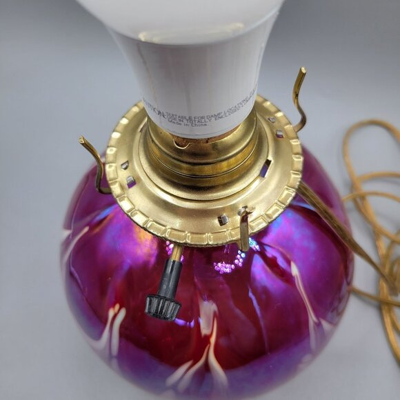 Mt St Helens Ash Glass Table Lamp Iridescent Purple Swirl Design - Picture 7 of 11